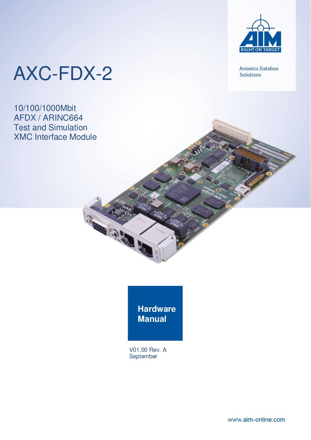 AXCFDX2 AFDX/ARINC664P7 XMC Card AIM Online AFDX