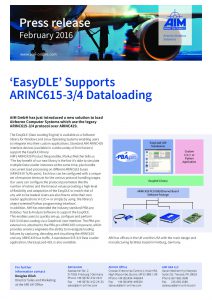 EasyDLE Supports ARINC615-3/4 Dataloading