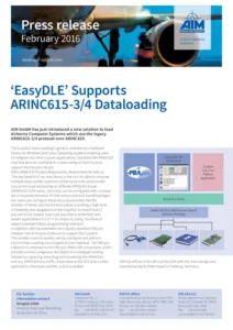 EasyDLE Supports ARINC615-3/4 Dataloading