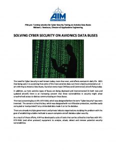 Solving Cyber Security on Avionics Data Buses