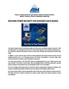 Solving Cyber Security on Avionics Data Buses